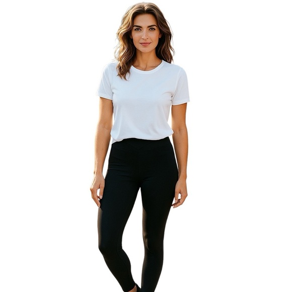 Adrienne Vittadini Turiya Quick Dry High Waist Black Leggings M NWT Minimalist - Picture 1 of 14